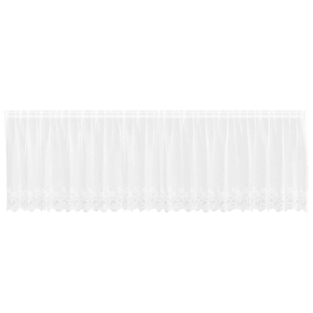 Blondegardin med gardiner Blomster Hvit 120 x 500 cm Polyester