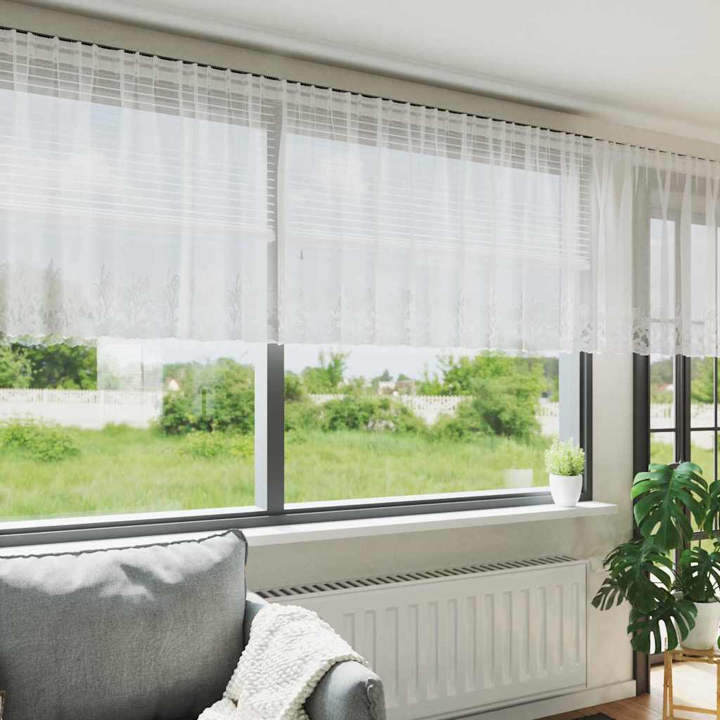Blondegardin med gardiner Blomster Hvit 80 x 900 cm Polyester