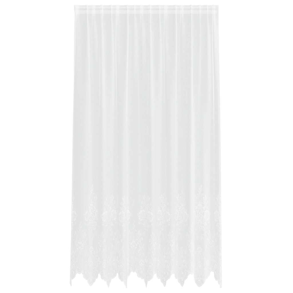 Blondegardin med gardiner Blomster Hvit 200 x 200 cm Polyester