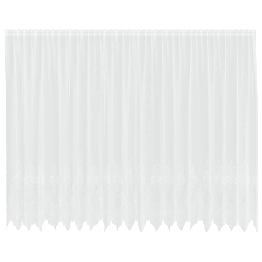 Blondegardin med gardiner Blomster Hvit 220 x 500 cm Polyester