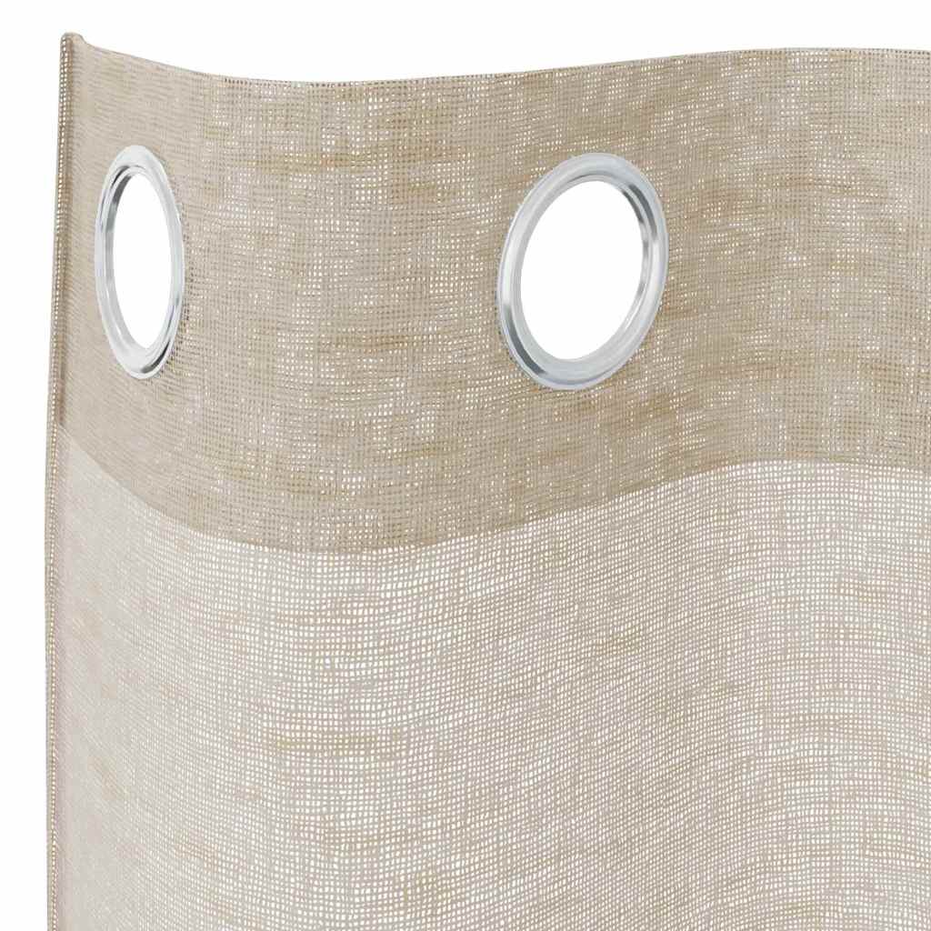 Voile Gardin med gardiner 2 pcs sand 225 x 140 cm Polyester