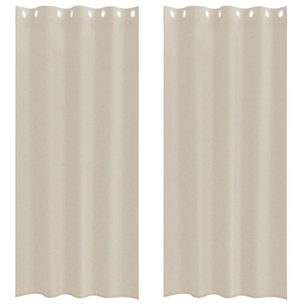 Voile Gardin med gardiner 2 pcs sand 225 x 140 cm Polyester