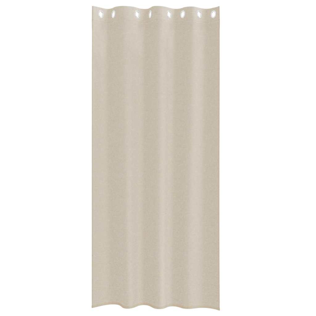 Voile Gardin med gardiner 2 pcs sand 225 x 140 cm Polyester