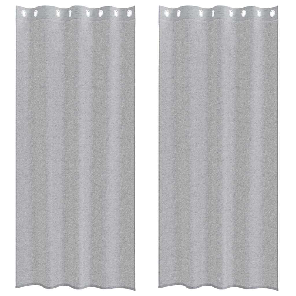Voile Gardin med gardiner 2 pcs Mørkegrå 245 x 140 cm Polyester