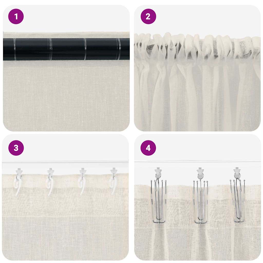 Voile Gardin med gardiner 2 pcs Krem 175 x 140 cm Polyester