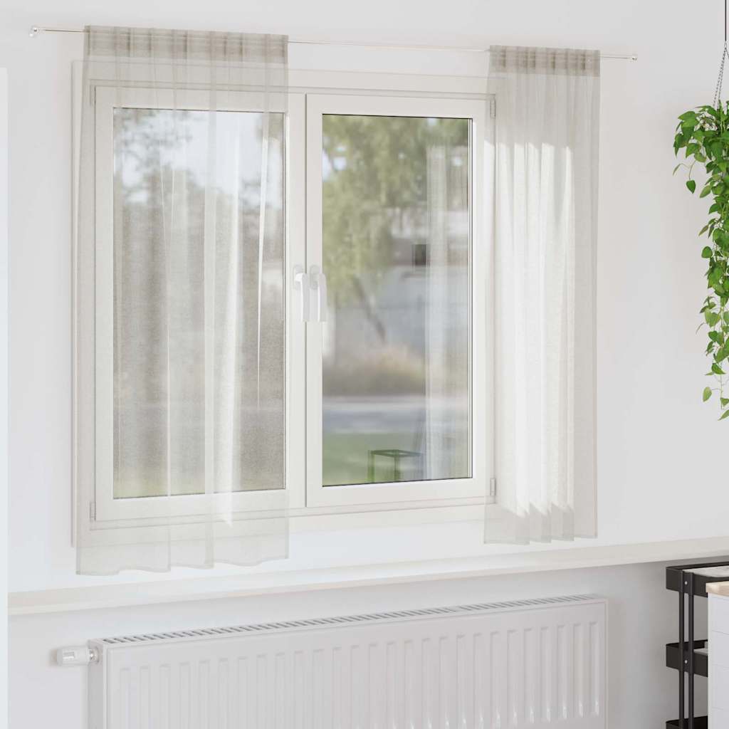 Voile Gardin med gardiner 2 pcs Krem 175 x 140 cm Polyester