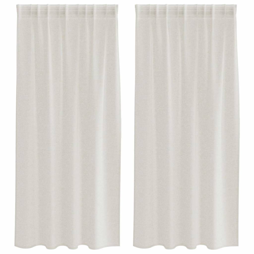 Voile Gardin med gardiner 2 pcs Krem 175 x 140 cm Polyester