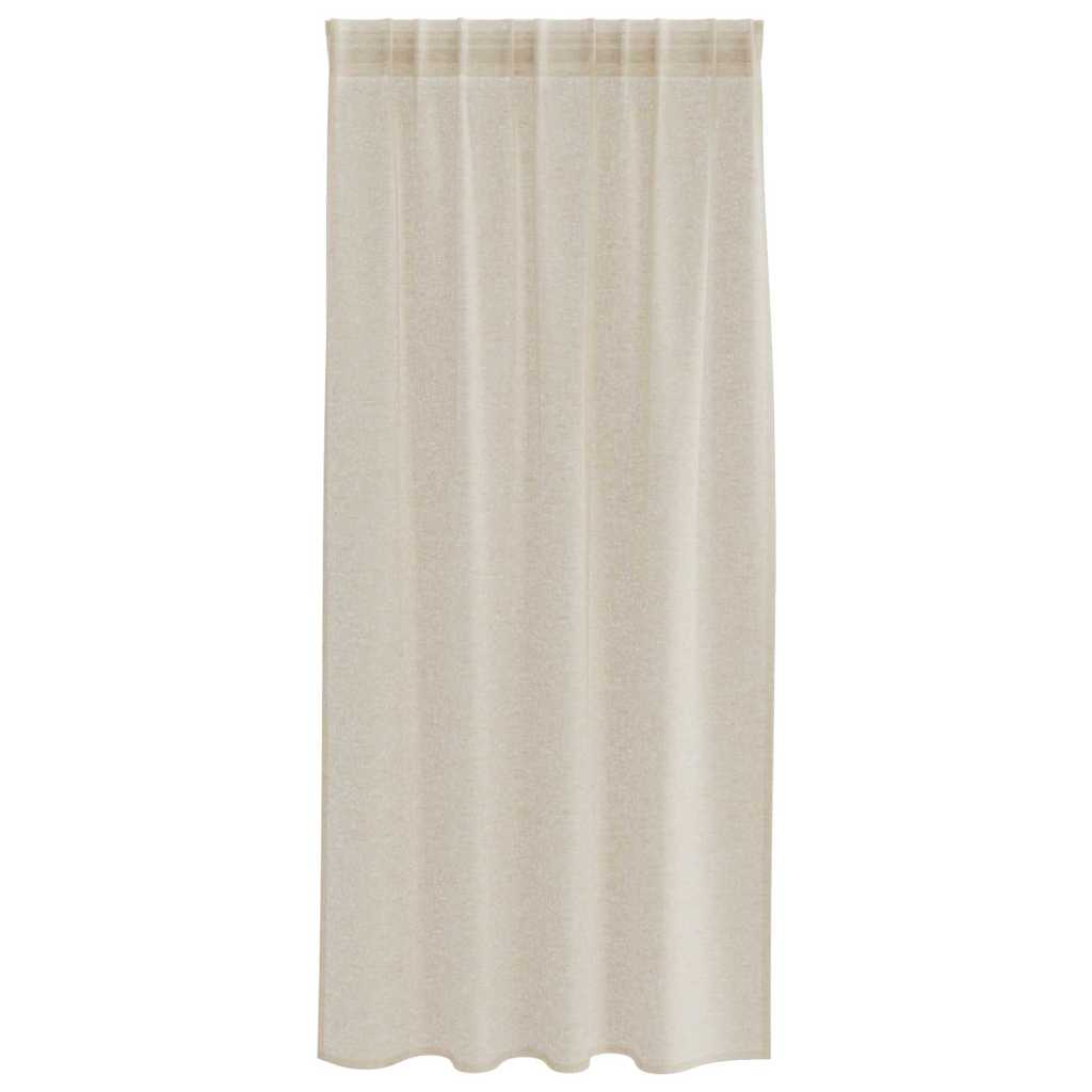Voile Gardin med gardiner 2 pcs sand 175 x 140 cm Polyester