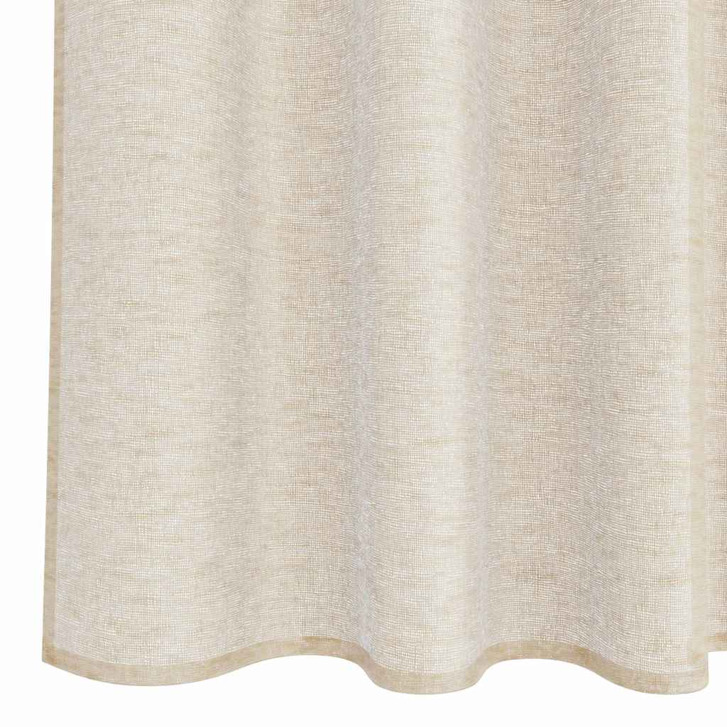 Voile Gardin med gardiner 2 pcs sand 245 x 140 cm Polyester