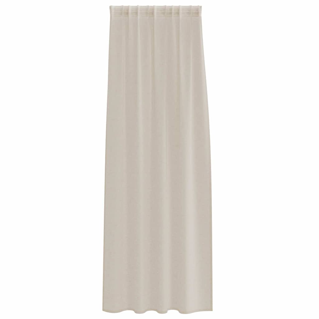 Voile Gardin med gardiner 2 pcs sand 245 x 140 cm Polyester