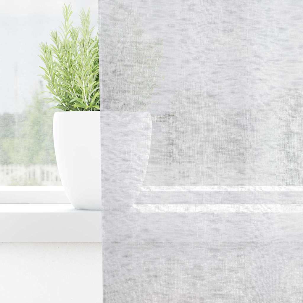 Voile Gardin med gardiner 2 pcs Lysegrå 140 x 140 cm Polyester