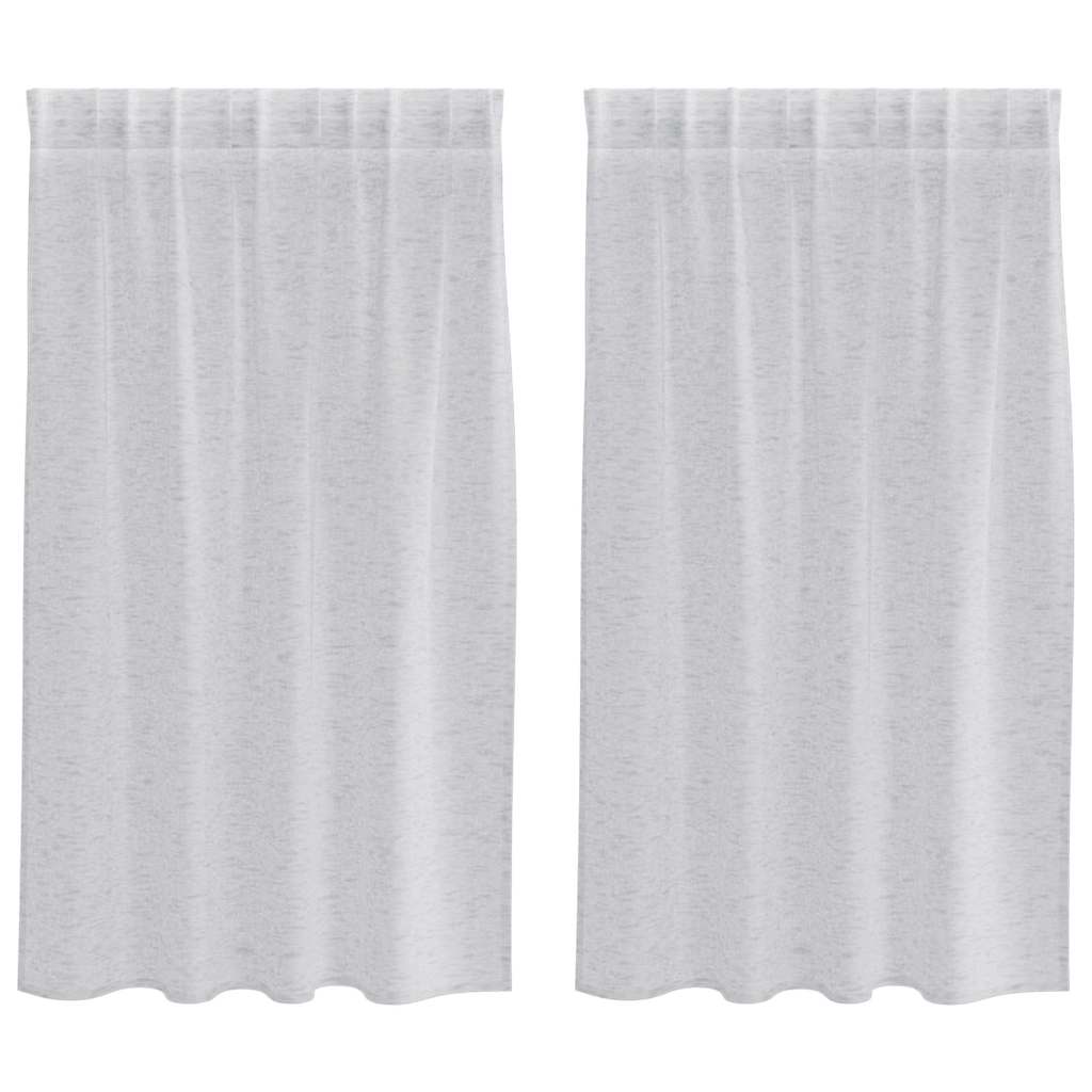 Voile Gardin med gardiner 2 pcs Lysegrå 140 x 140 cm Polyester