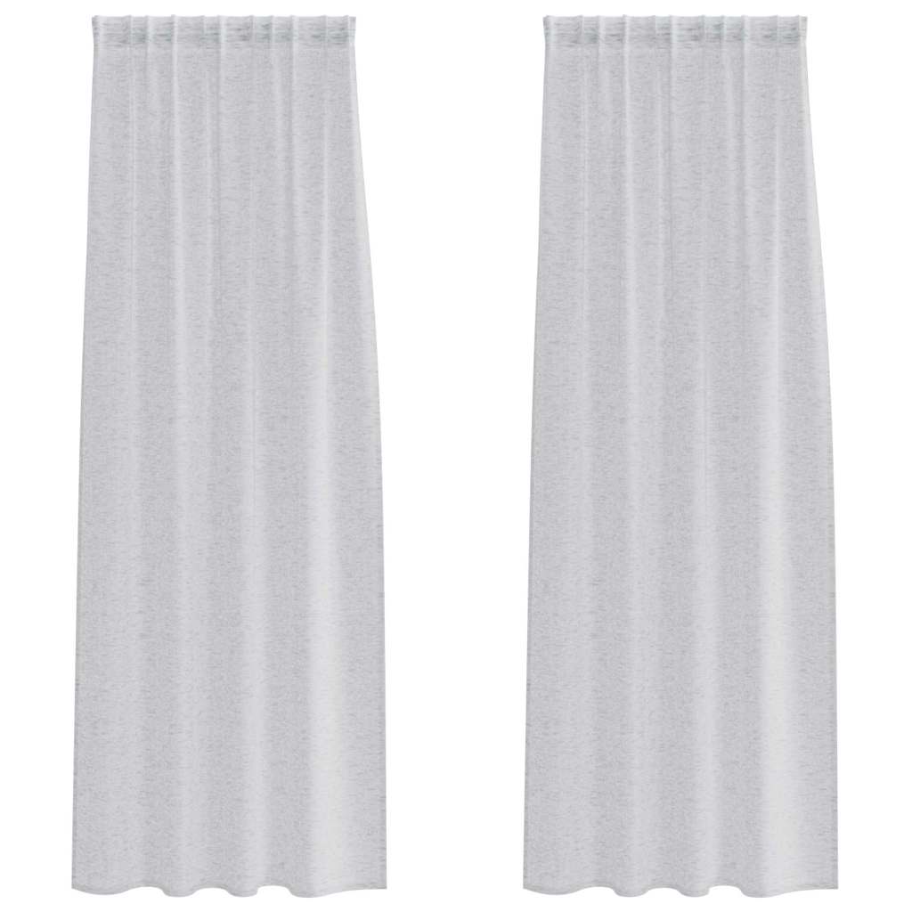Voile Gardin med gardiner 2 pcs Lysegrå 260 x 140 cm Polyester