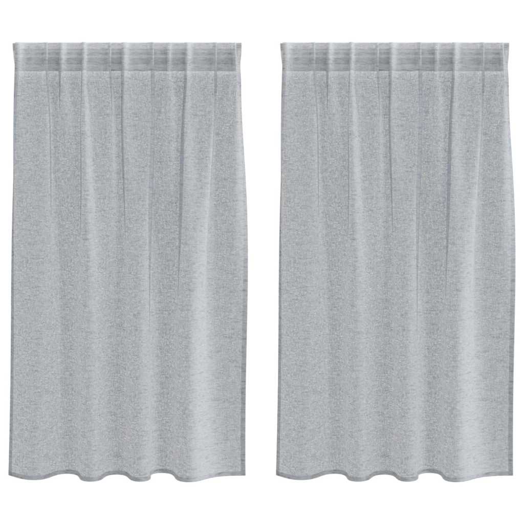 Voile Gardin med gardiner 2 pcs Mørkegrå 140 x 140 cm Polyester