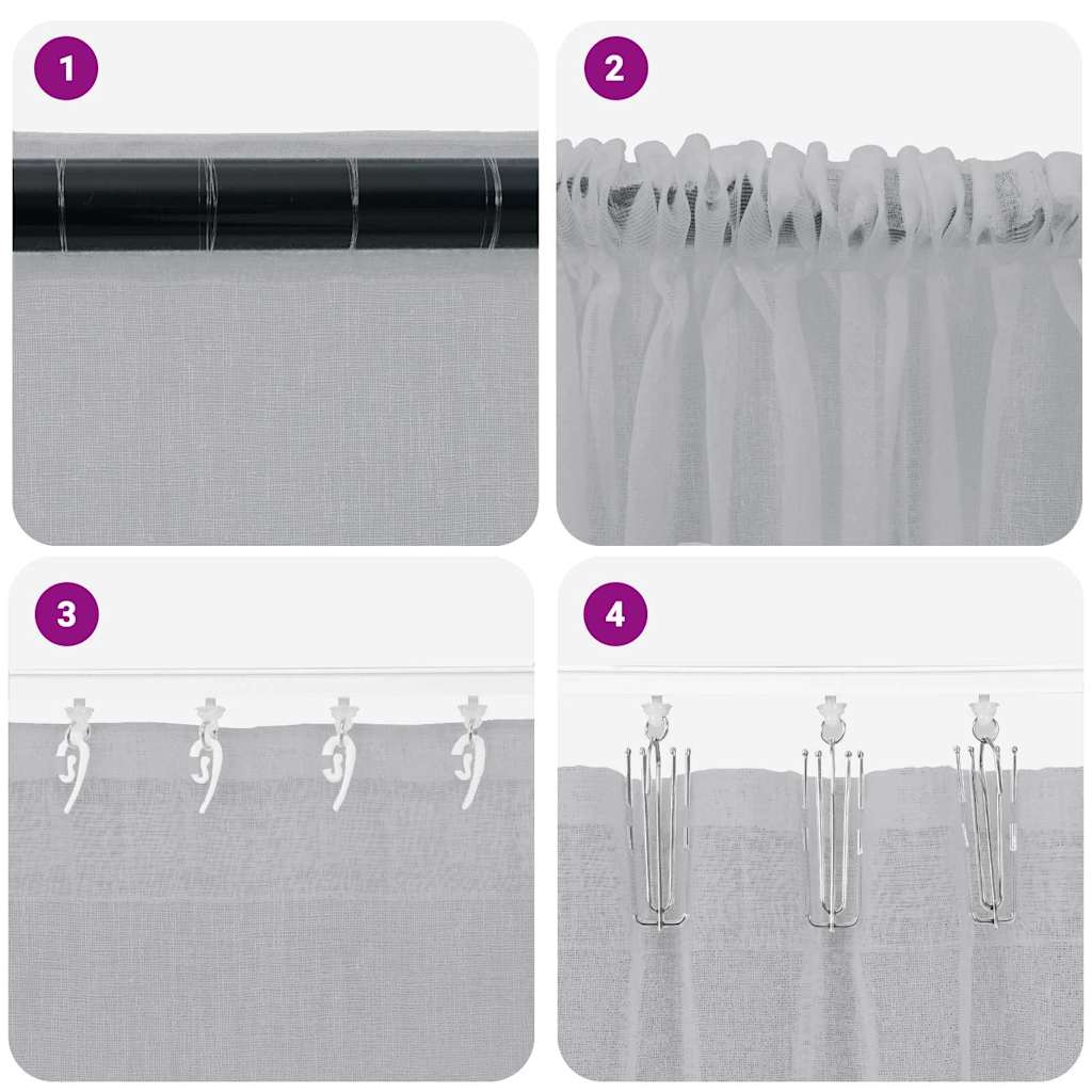 Voile Gardin med gardiner 2 pcs Mørkegrå 225 x 140 cm Polyester
