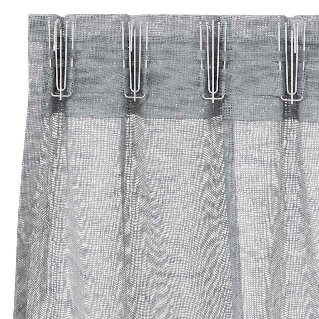 Voile Gardin med gardiner 2 pcs Mørkegrå 260 x 140 cm Polyester