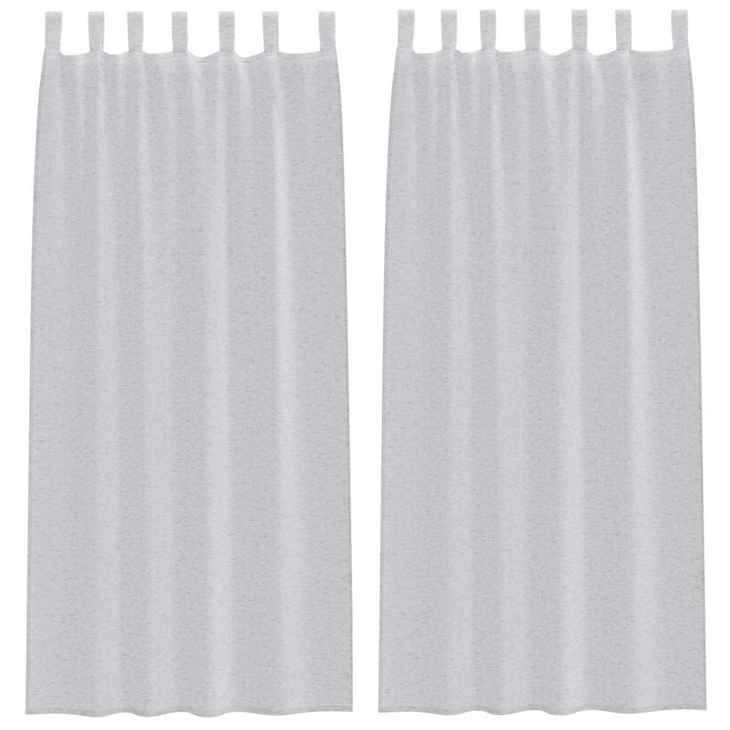 Voile Gardin med gardiner 2 pcs Lysegrå 245 x 140 cm Polyester