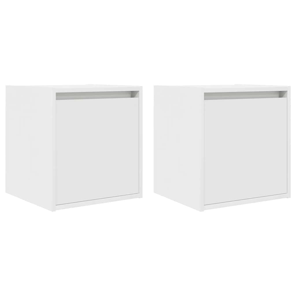 Veggmontert nattbord 2 stk hvit 38x34x40 cm