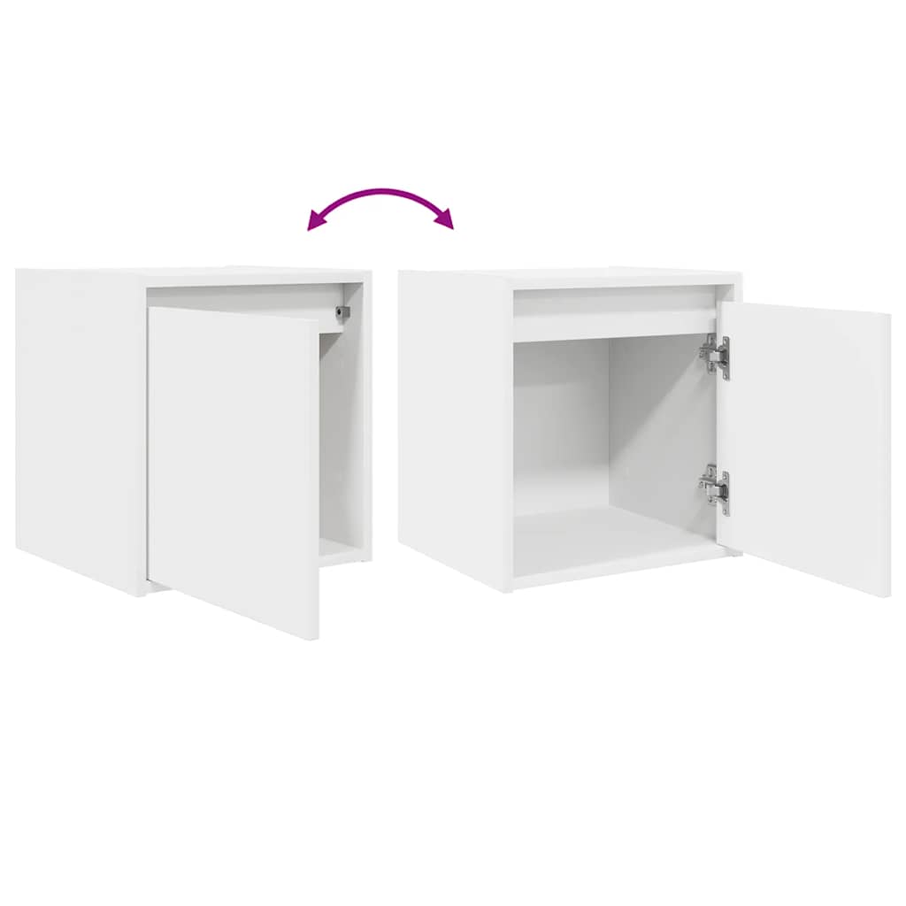 Veggmontert nattbord 2 stk hvit 38x34x40 cm