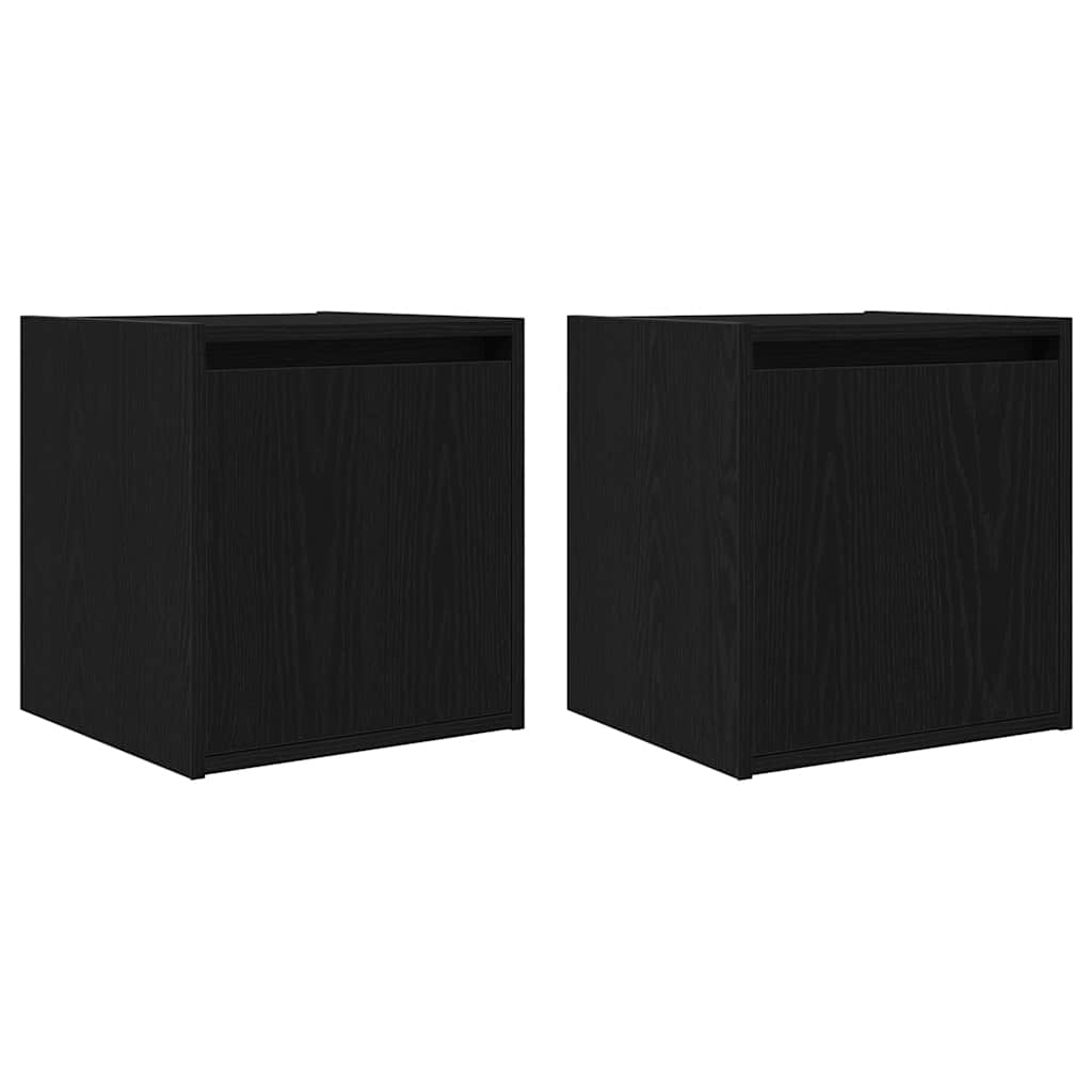 Veggmontert nattbord 2 stk svart 38x34x40 cm