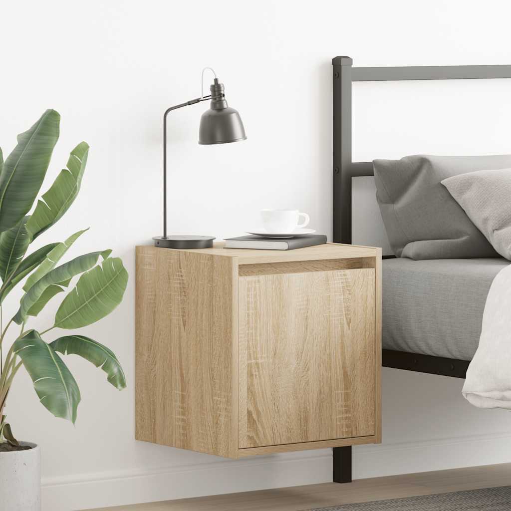 Veggmontert nattbord 2 stk sonoma eik 38x34x40 cm