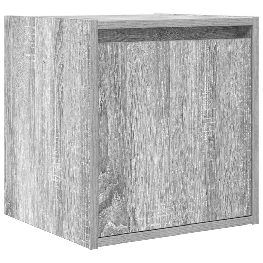 Veggmonterte nattbord 2 stk grå sonoma 38x34x40 cm