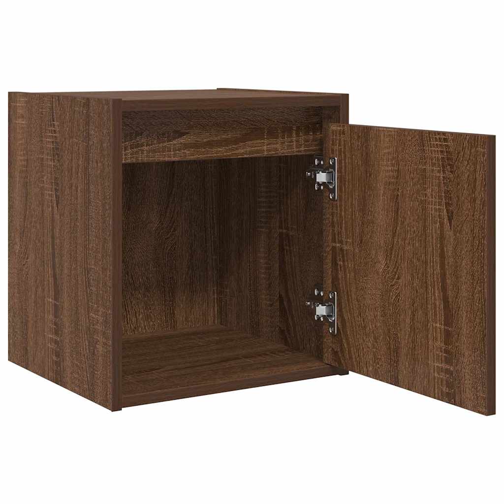 Veggmontert nattbord brun eik 38x34x40 cm