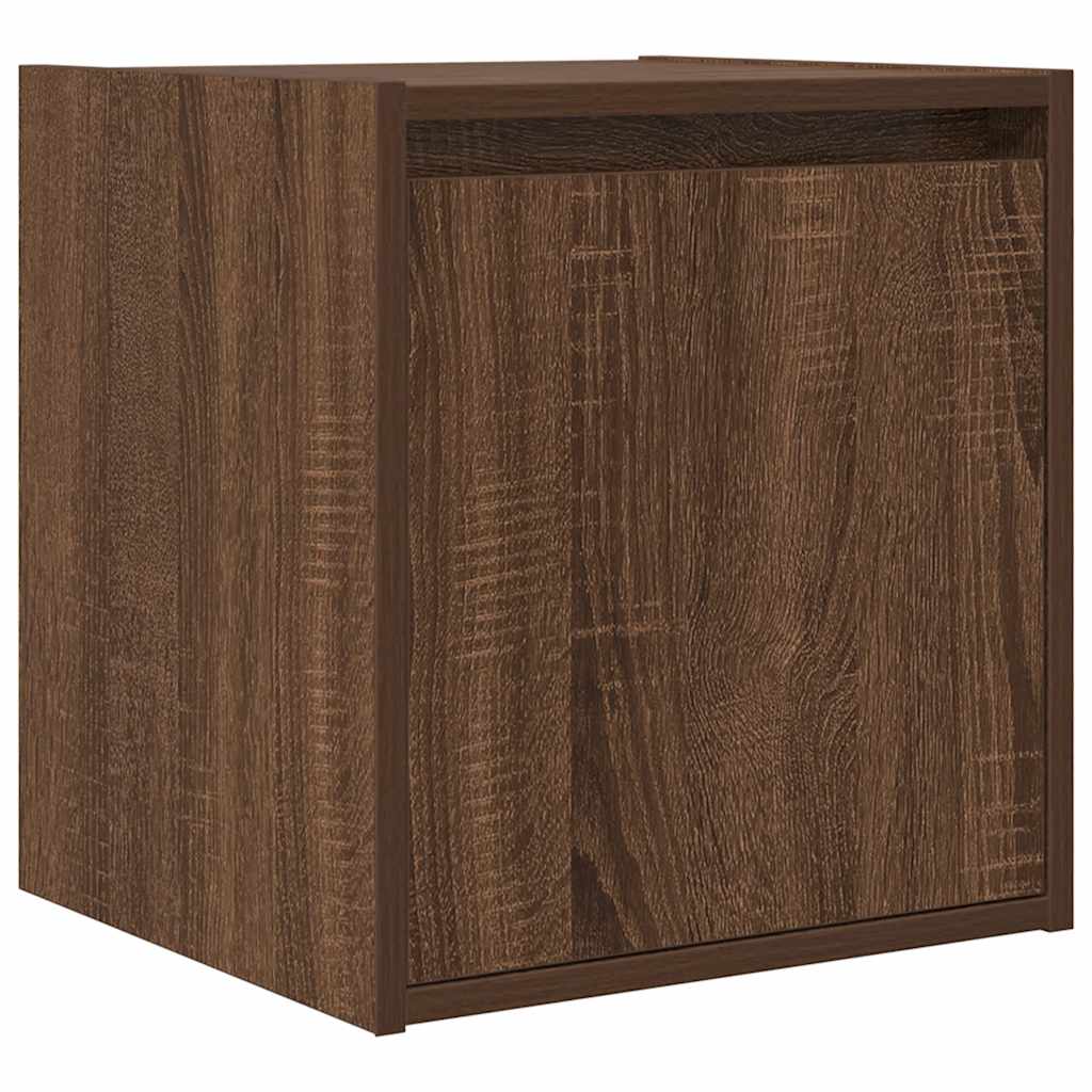 Veggmonterte nattbord 2 stk brun eik 38x34x40 cm
