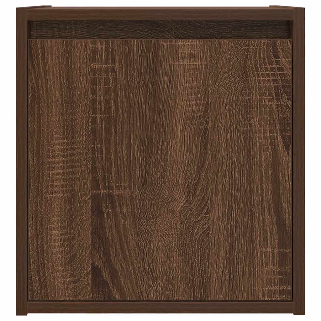 Veggmonterte nattbord 2 stk brun eik 38x34x40 cm