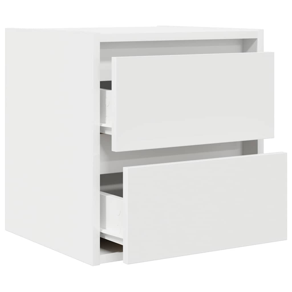 Veggmontert nattbord 2 stk hvit 38x34x40 cm