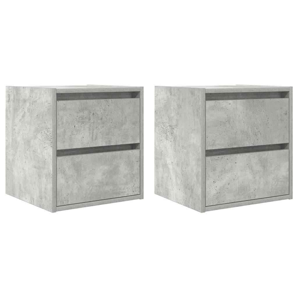 Veggmonterte nattbord 2 stk betonggrå 38x34x40 cm