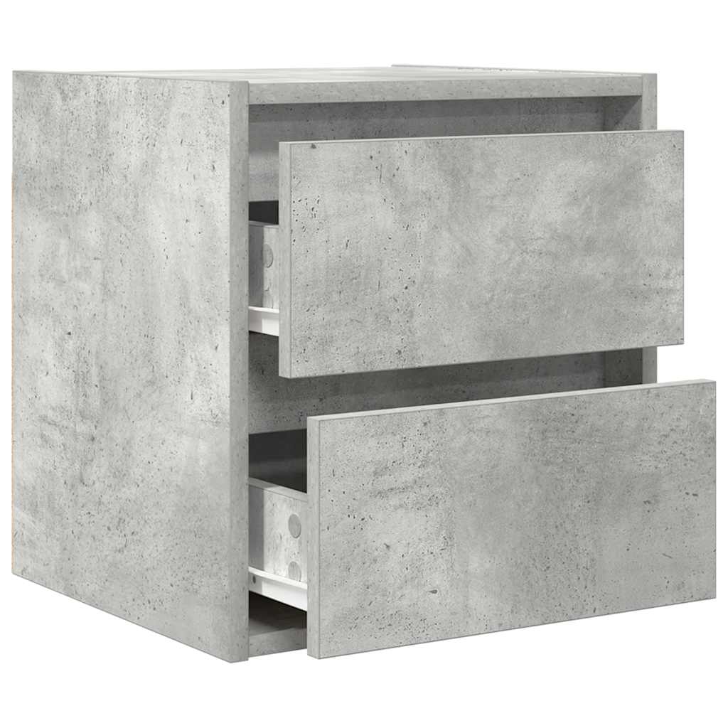 Veggmonterte nattbord 2 stk betonggrå 38x34x40 cm