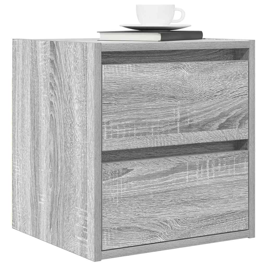 Veggmonterte nattbord 2 stk grå sonoma 38x34x40 cm