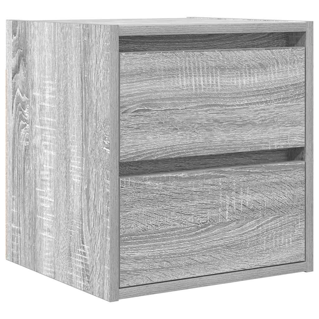 Veggmonterte nattbord 2 stk grå sonoma 38x34x40 cm