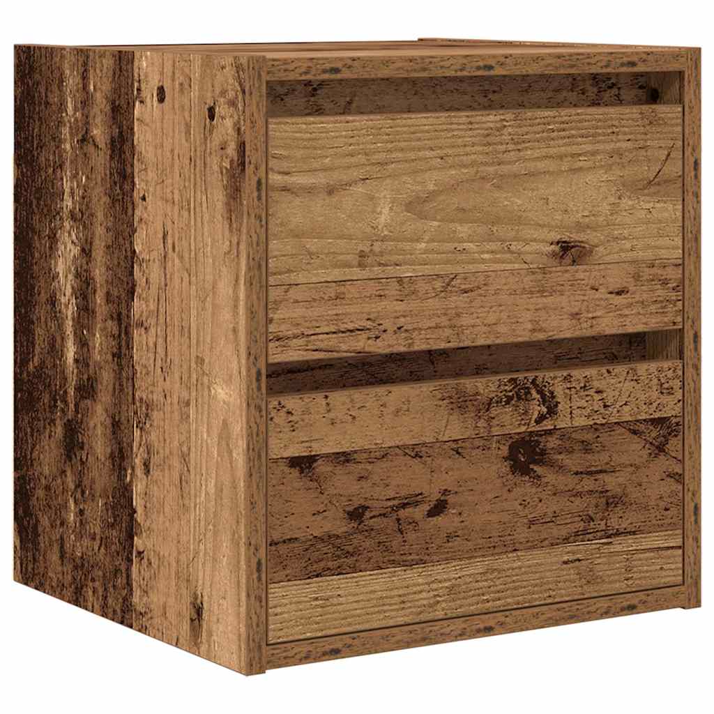 Veggmontert nattbord gammelt tre 38x34x40 cm
