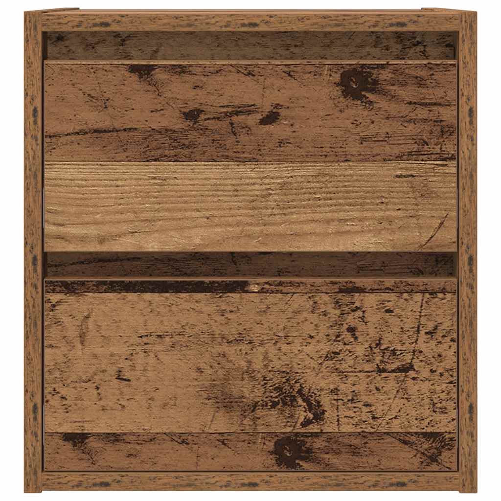 Veggmontert nattbord gammelt tre 38x34x40 cm