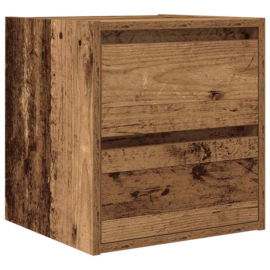 Veggmonterte nattbord 2 stk gammelt tre 38x34x40 cm