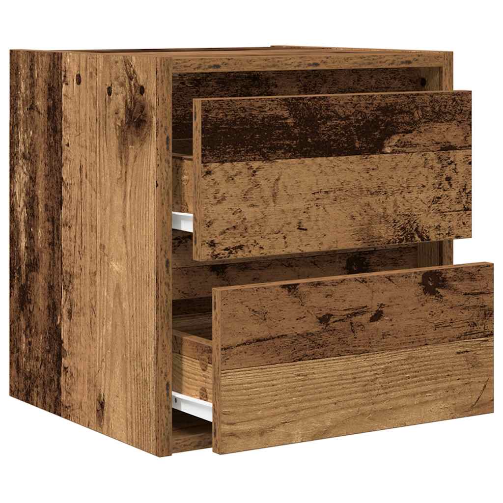 Veggmonterte nattbord 2 stk gammelt tre 38x34x40 cm