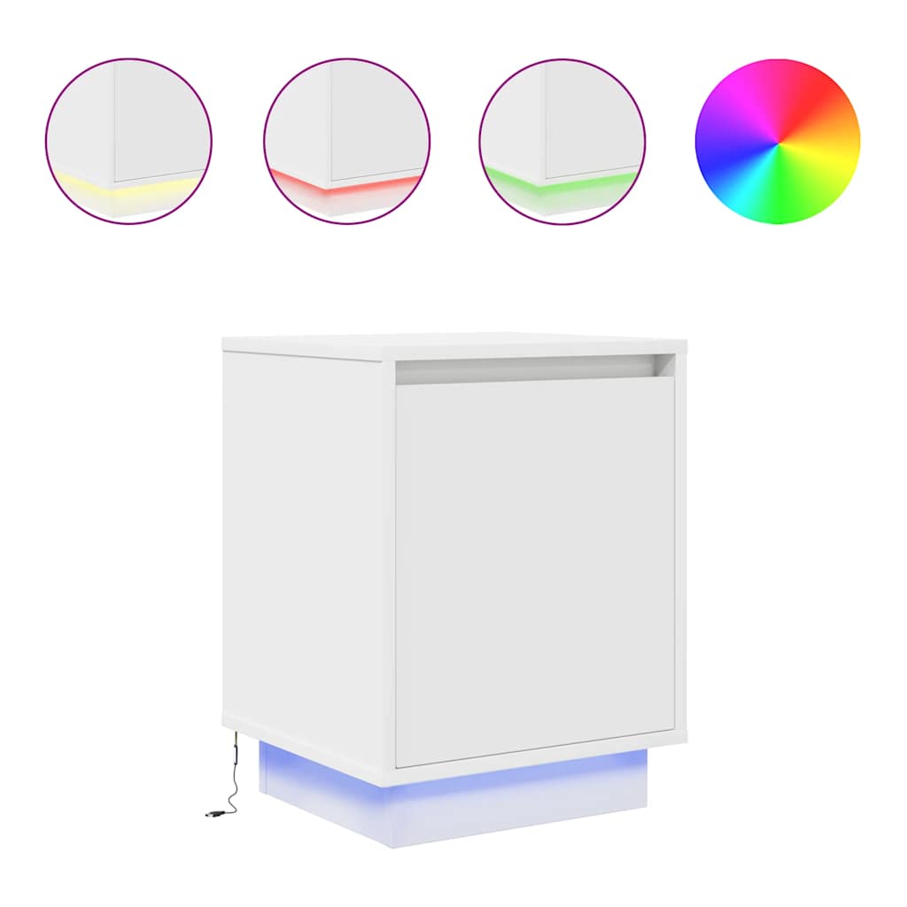 Nattskap med LED-lys Hvit 38x34x50 cm