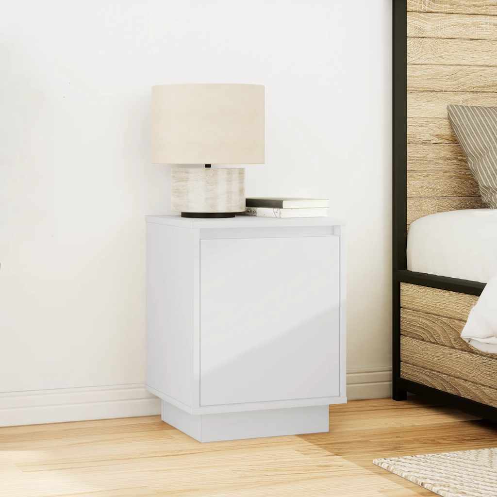 Nattskap med LED-lys 2 stk hvit 38x34x50 cm