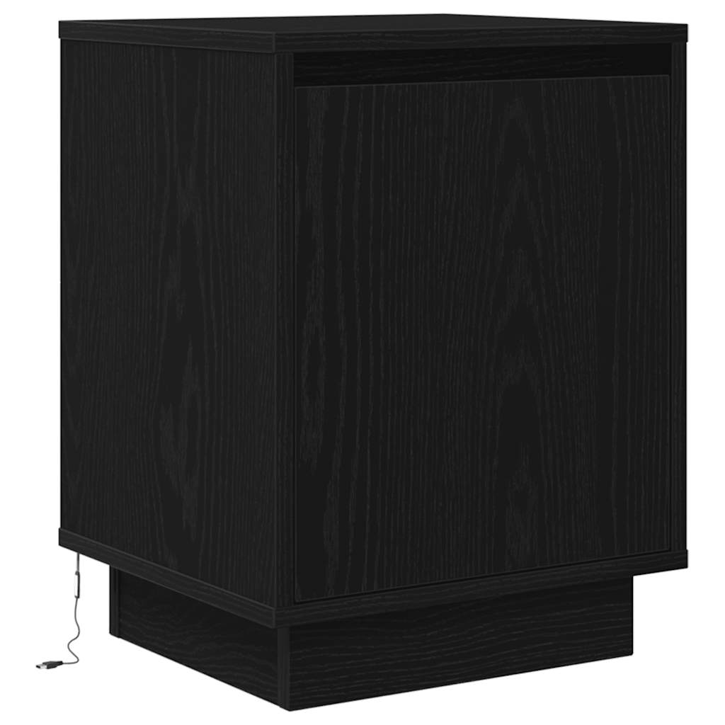 Nattskap med LED-lys 2 stk svart 38x34x50 cm