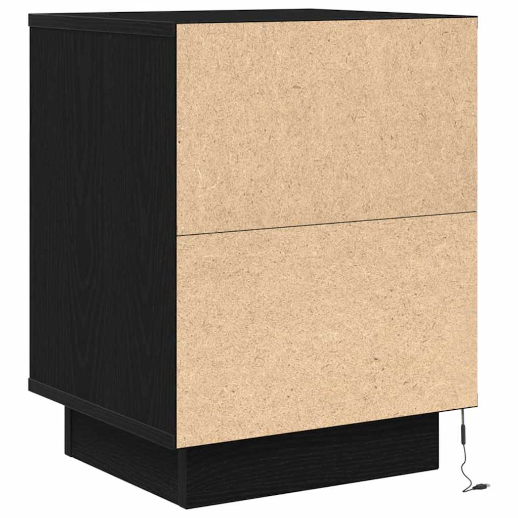 Nattskap med LED-lys 2 stk svart 38x34x50 cm