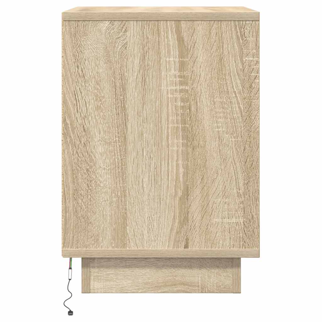 Nattskap med LED-lys 2 stk sonoma eik 38x34x50 cm