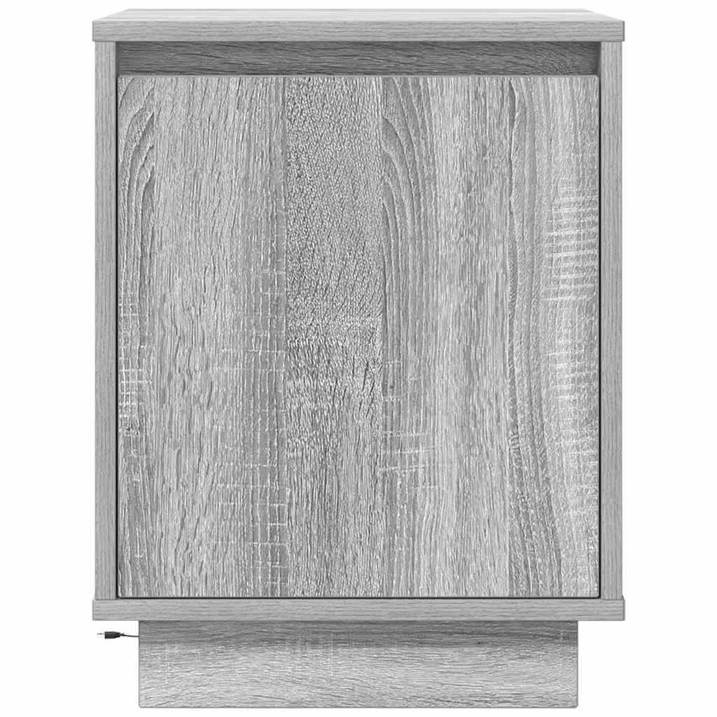 Nattskap med LED-lys 2 stk grå sonoma 38x34x50 cm