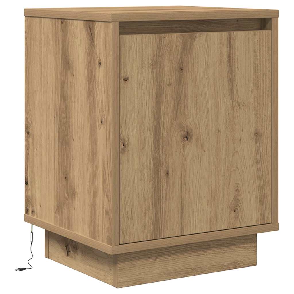 Nattbord med LED artisan eik 38x34x50 cm