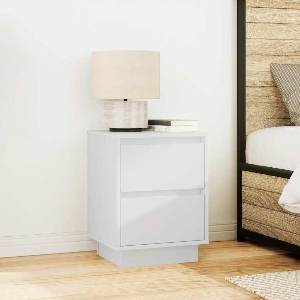 Nattskap med LED-lys Hvit 38x34x50 cm