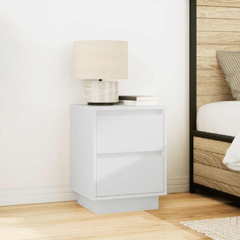Nattskap med LED-lys 2 stk hvit 38x34x50 cm