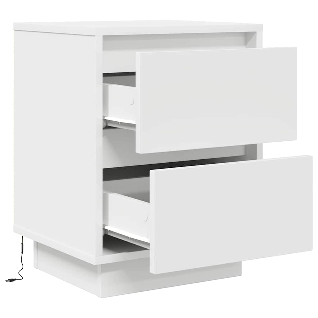 Nattskap med LED-lys 2 stk hvit 38x34x50 cm