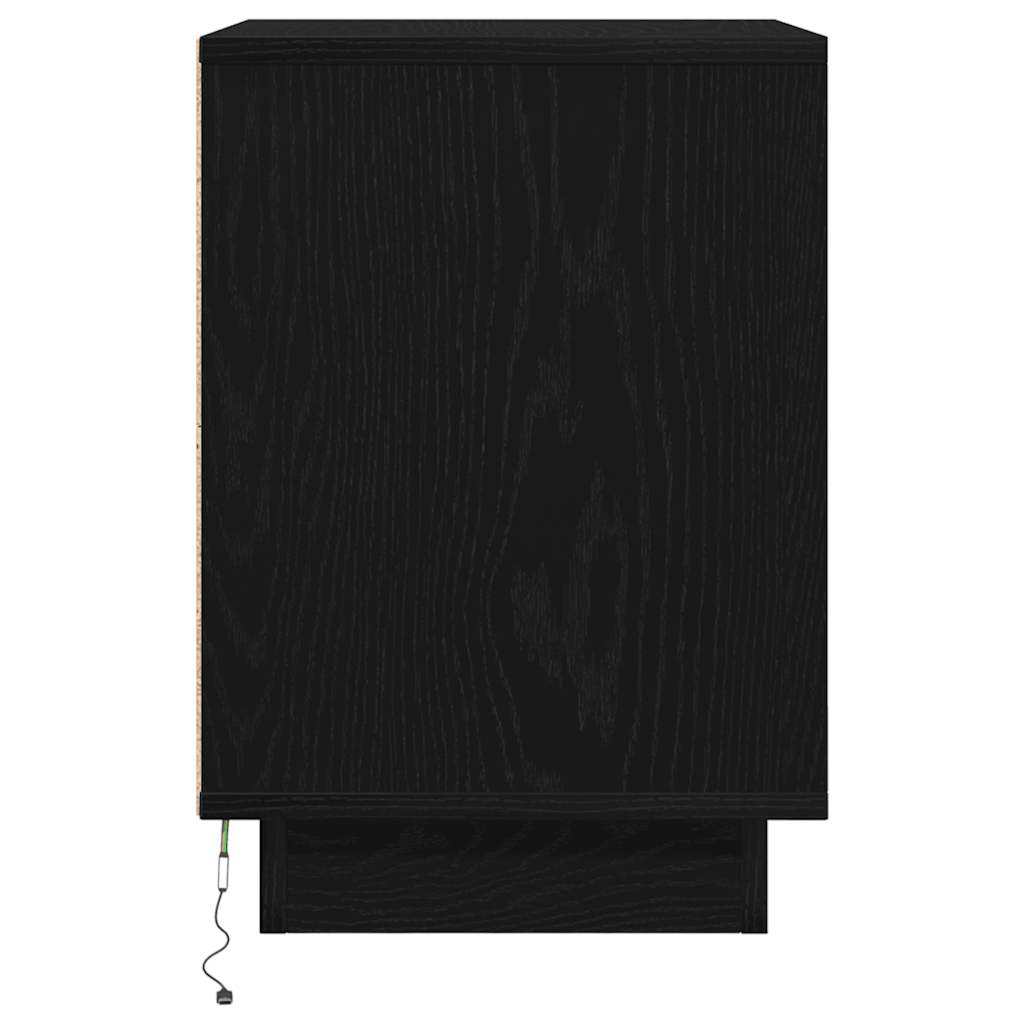 Nattskap med LED-lys Sort 38x34x50 cm