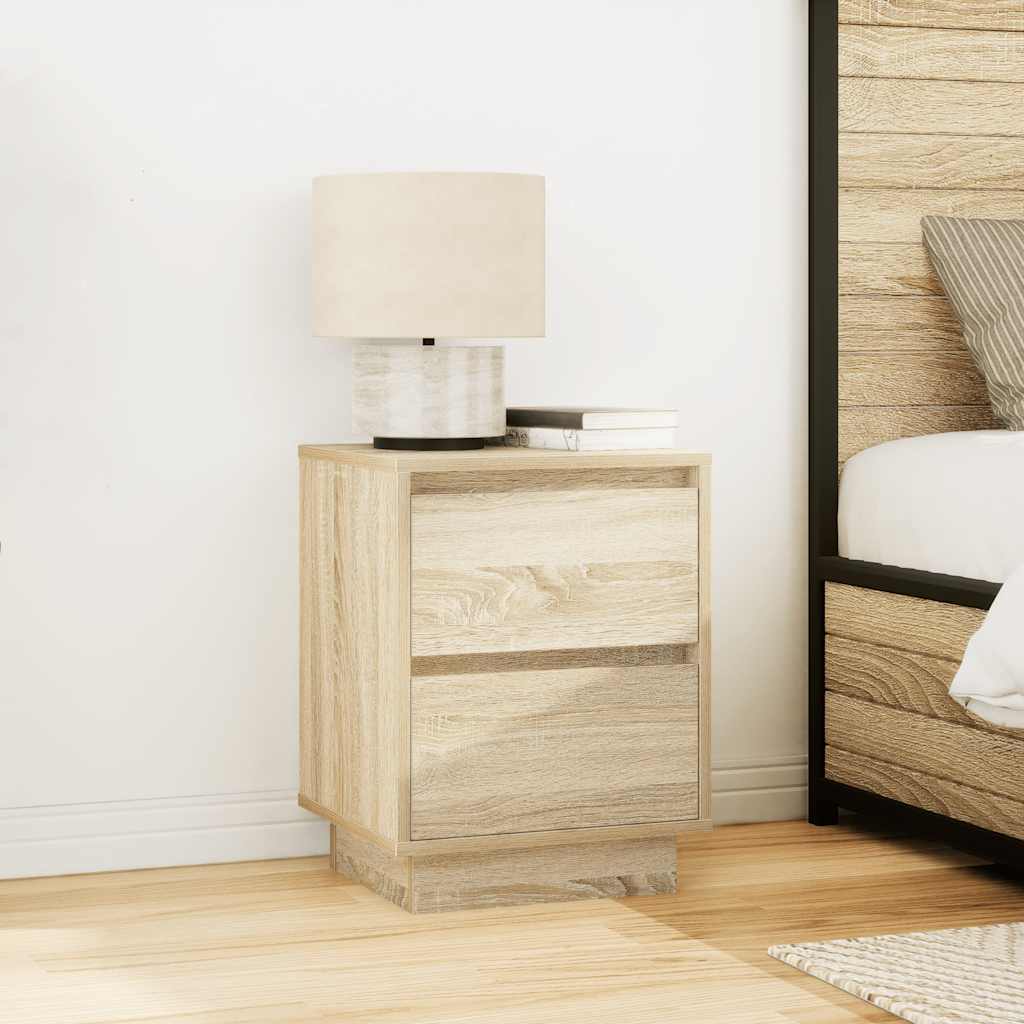 Nattbord med LED sonoma eik 38x34x50 cm